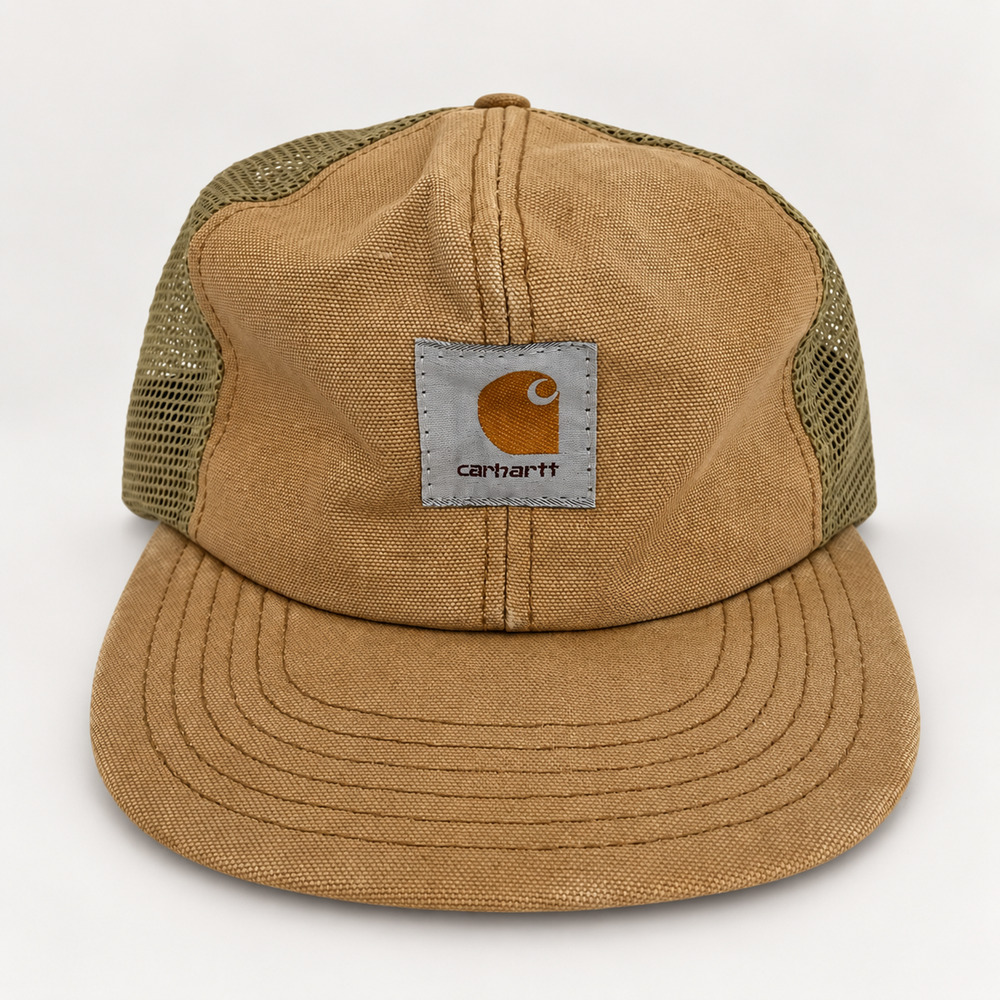 Carhartt Mens Brown Canvas Mesh Trucker Hat Snapback USA Vintage